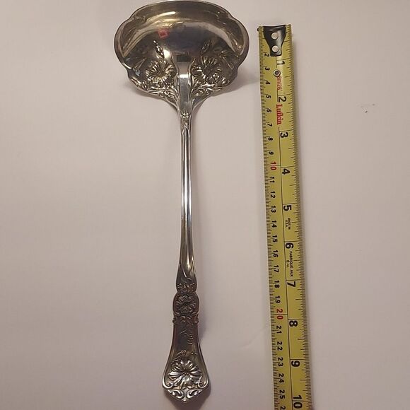 Wm. A Roger's Antique Soup Punch Silverplate Ladle Grenoble Pattern 10 inches - Picture 9 of 11